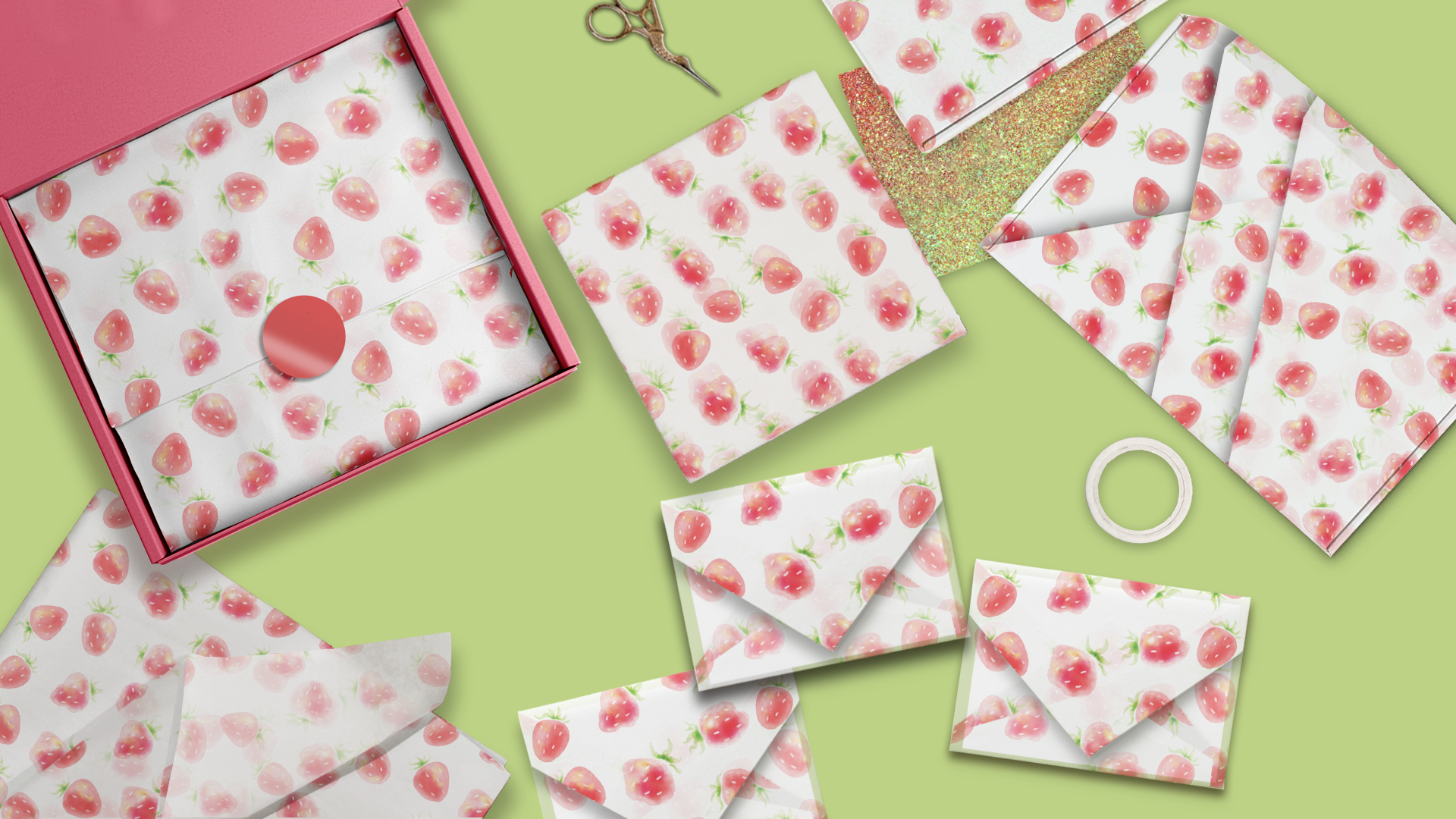 Strawberries Designer Tissue Paper for Gift Bags