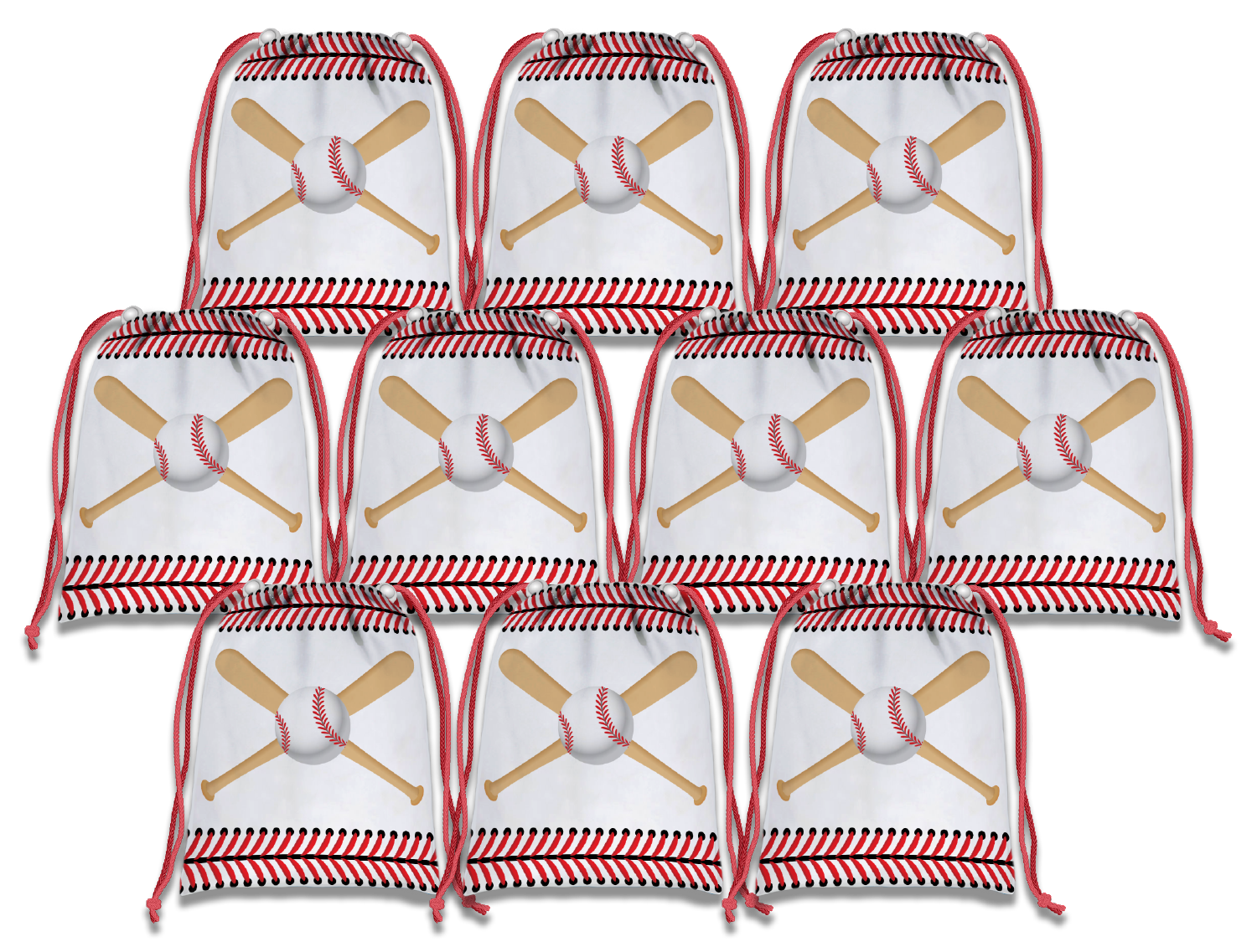 Baseball Drawstring Tote Bag (10 Pack) - BirthdayGalore.com