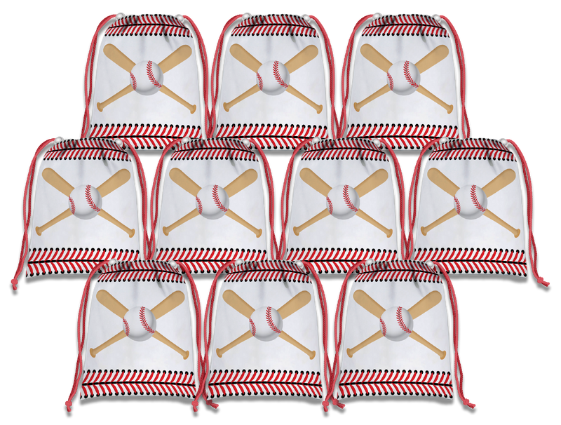 Baseball Drawstring Tote Bag (10 Pack) - BirthdayGalore.com