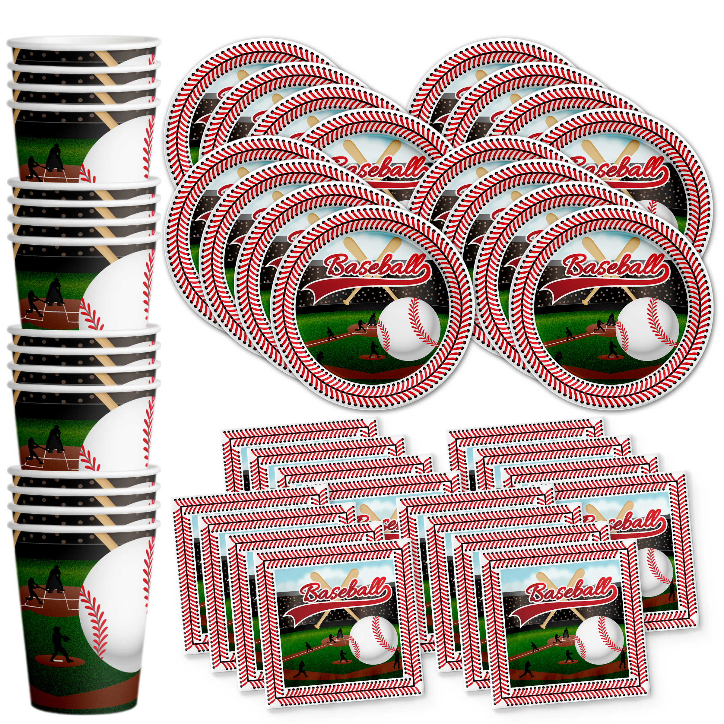 Baseball Birthday Party Tableware Kit For 16 Guests - BirthdayGalore.com