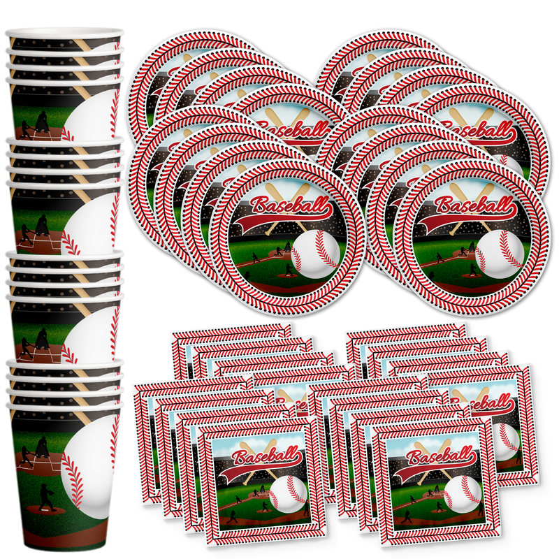 Baseball Birthday Party Tableware Kit For 16 Guests - BirthdayGalore.com