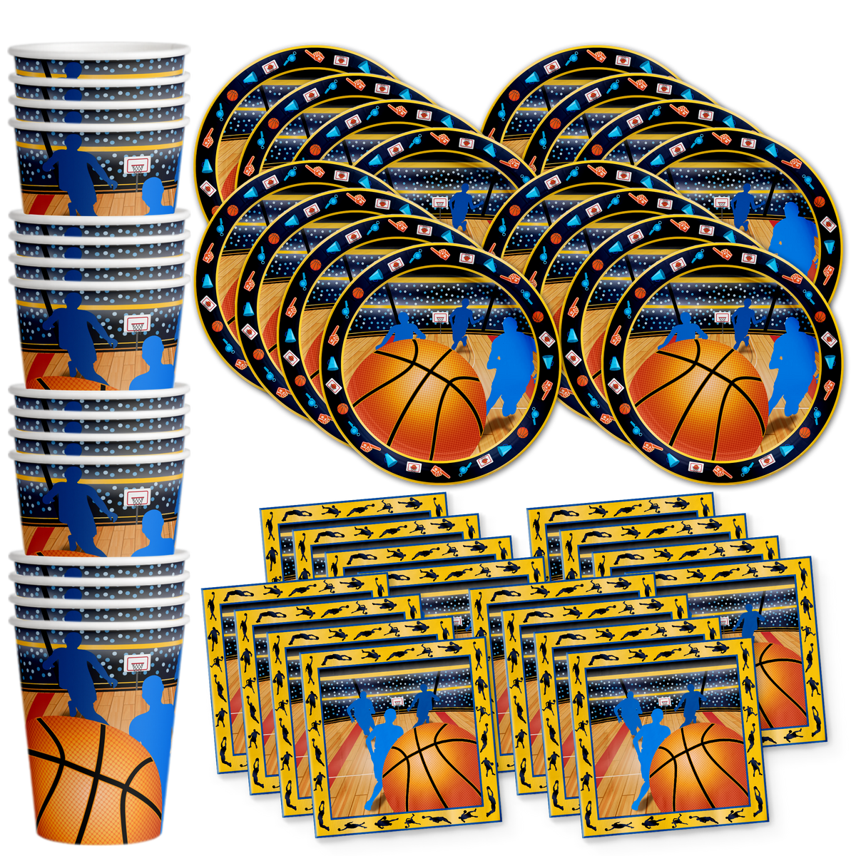 Basketball Star Birthday Party Tableware Kit For 16 Guests - BirthdayGalore.com