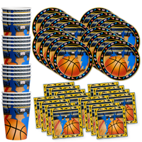 Basketball Star Birthday Party Tableware Kit For 16 Guests - BirthdayGalore.com