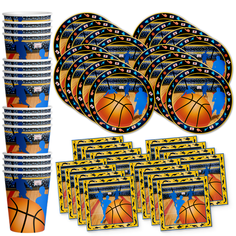 Basketball Star Birthday Party Tableware Kit For 16 Guests - BirthdayGalore.com