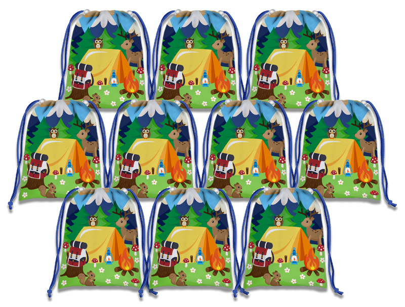 Camping Drawstring Tote Bag (10 Pack) - BirthdayGalore.com