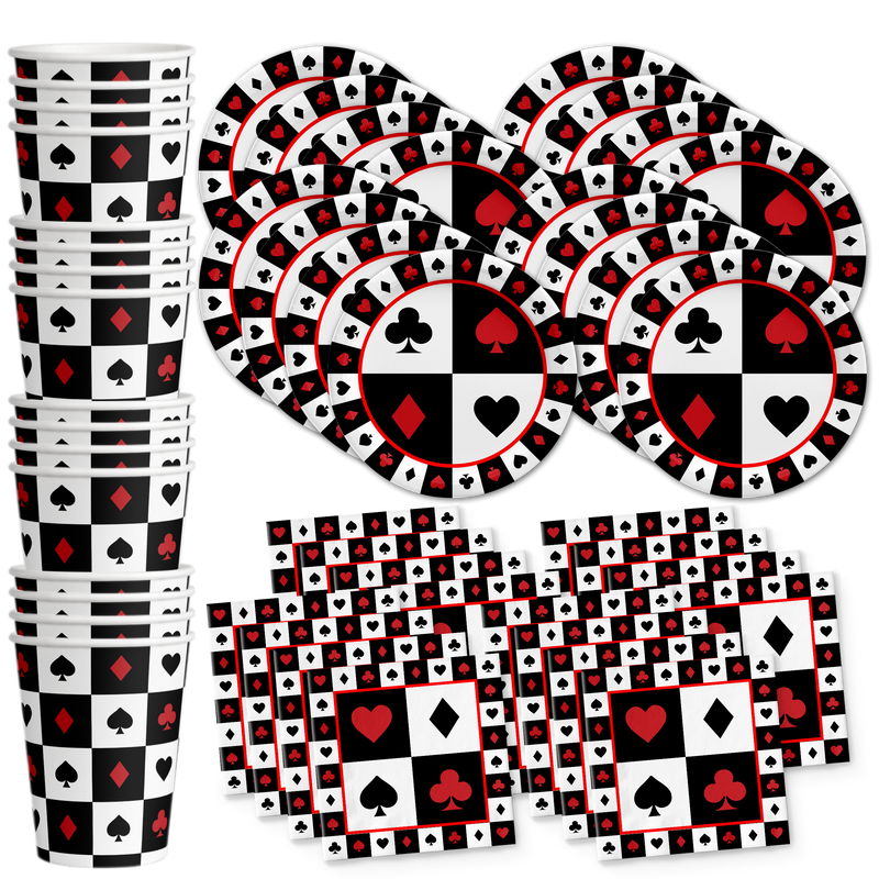 Casino Card Night Birthday Party Tableware Kit For 16 Guests - BirthdayGalore.com