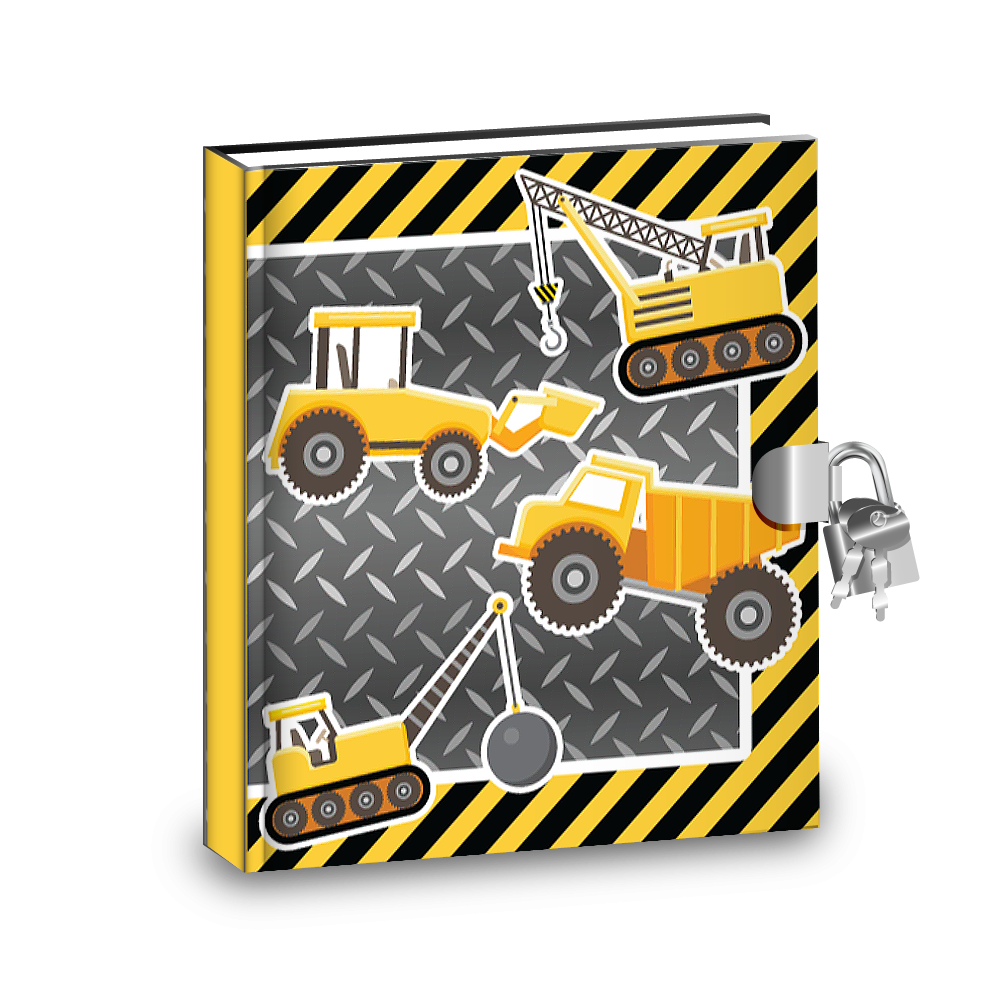 Gift Idea: Construction Trucks Kids Diary With Lock - BirthdayGalore.com