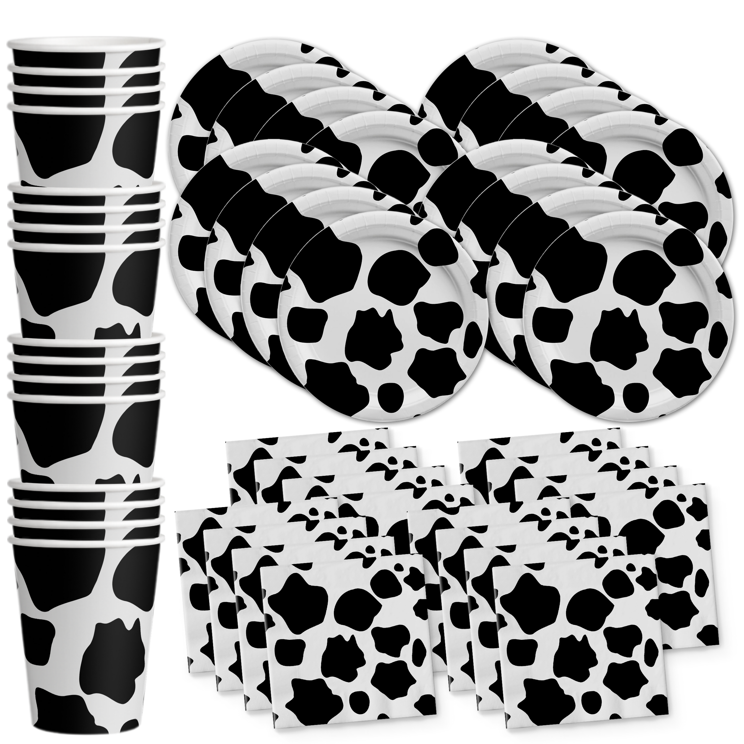 Cow Birthday Party Tableware Kit For 16 Guests