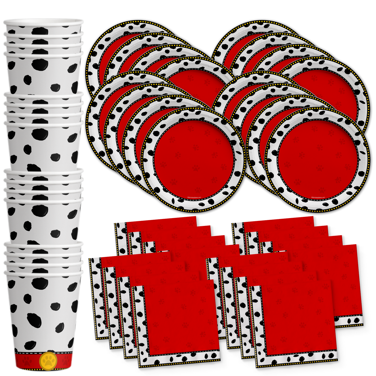 Dalmatians Birthday Party Tableware Kit For 16 Guests - BirthdayGalore.com