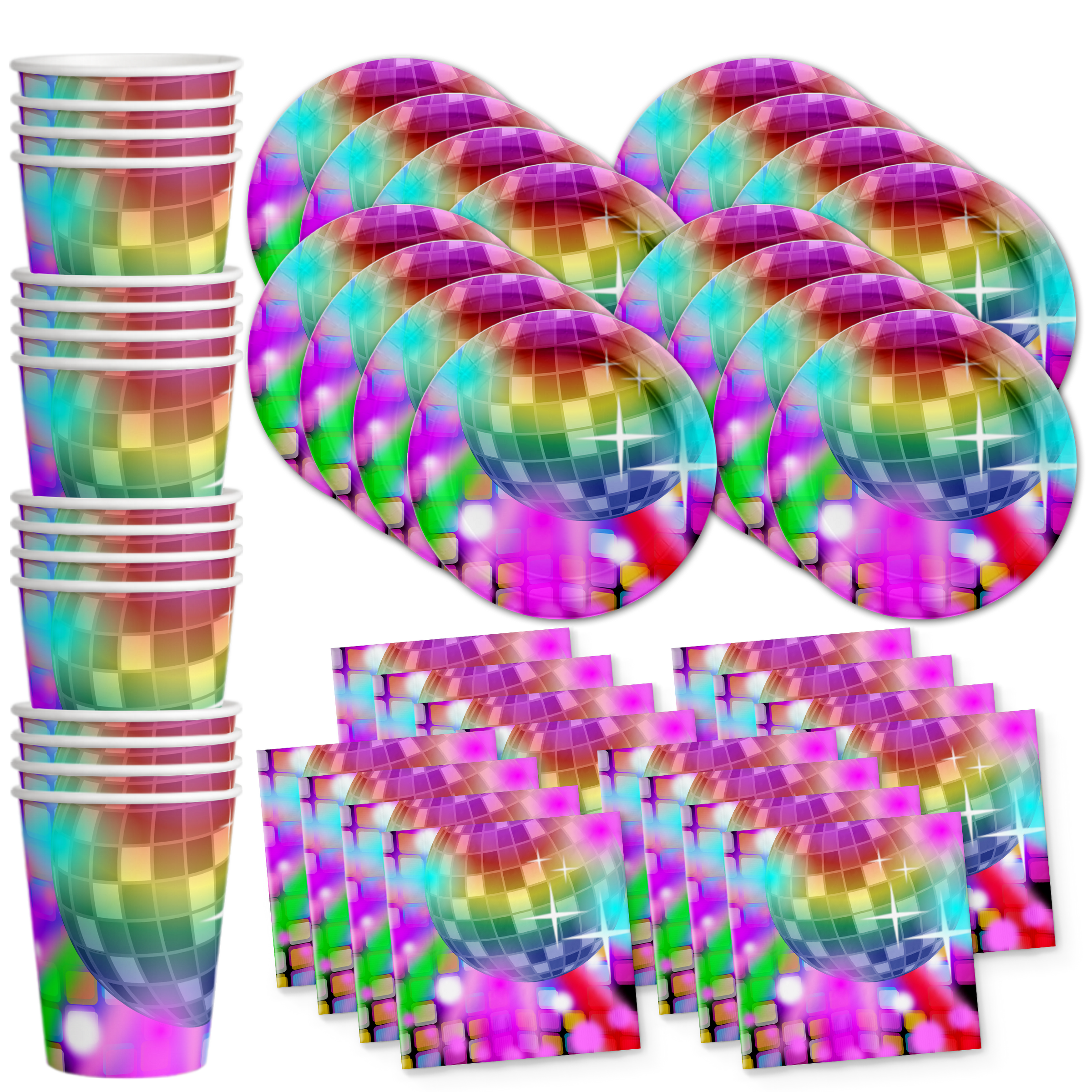 Disco Ball Birthday Party Tableware Kit For 16 Guests - BirthdayGalore.com
