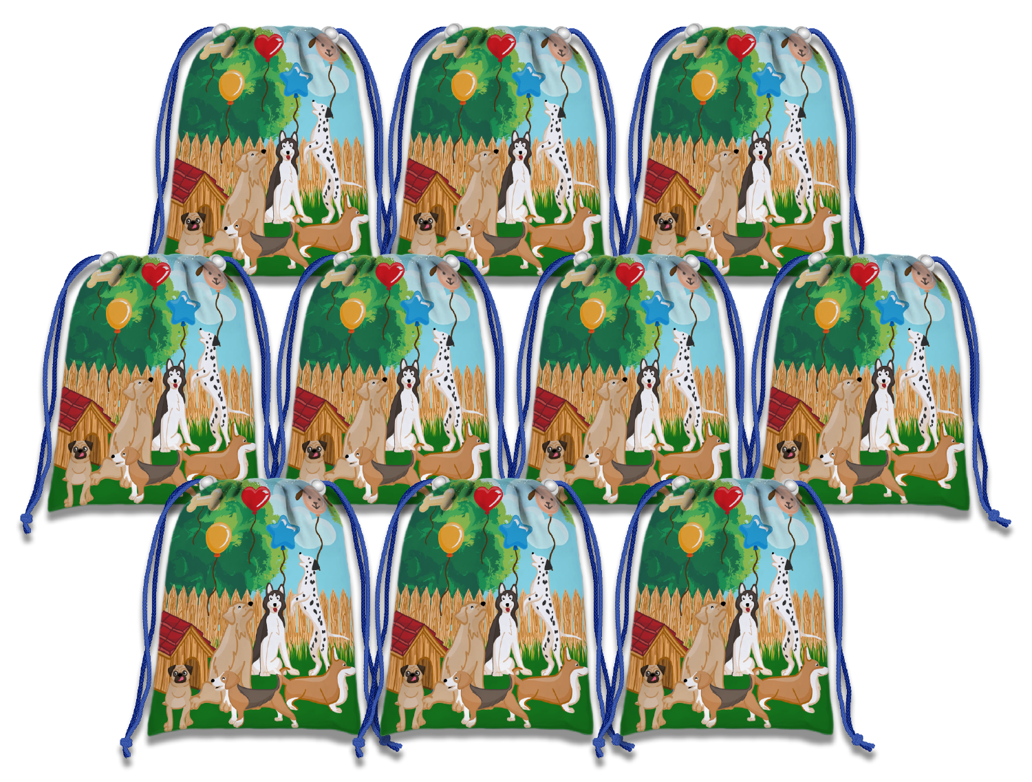 Puppy Dog Drawstring Tote Bag (10 Pack) - BirthdayGalore.com