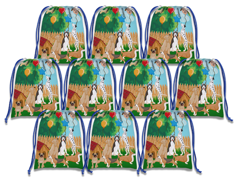 Puppy Dog Drawstring Tote Bag (10 Pack) - BirthdayGalore.com