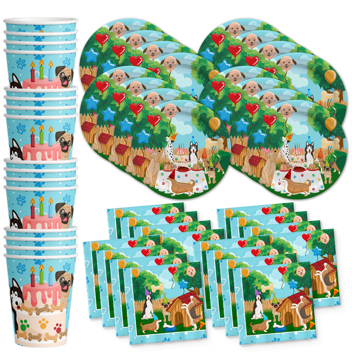 Puppy Dog Birthday Party Tableware Kit For 16 Guests - BirthdayGalore.com