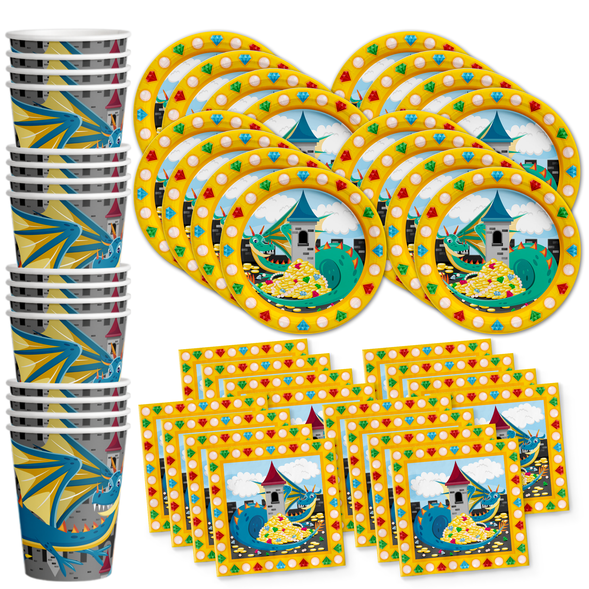 Mythical Dragon Birthday Party Tableware Kit For 16 Guests - BirthdayGalore.com