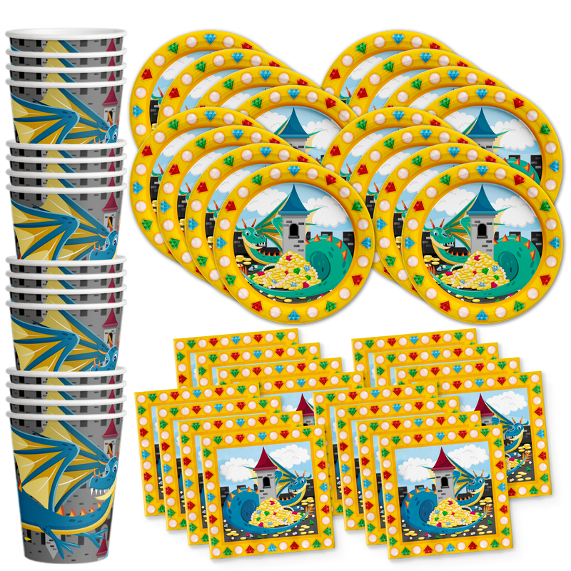 Mythical Dragon Birthday Party Tableware Kit For 16 Guests - BirthdayGalore.com