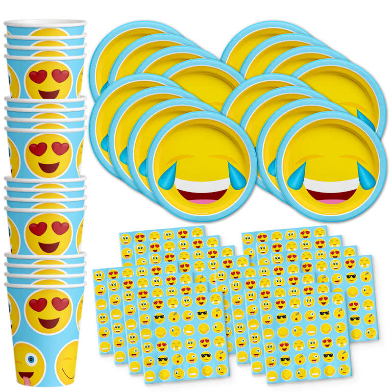 Emoji Birthday Party Tableware Kit For 16 Guests - BirthdayGalore.com