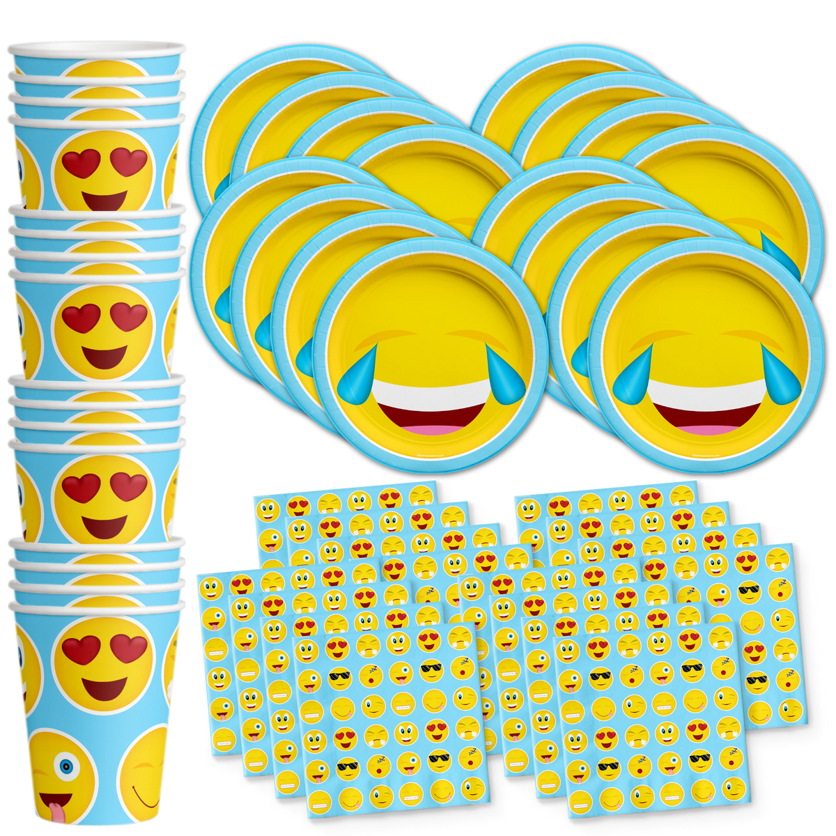 Emoji Birthday Party Tableware Kit For 16 Guests - BirthdayGalore.com