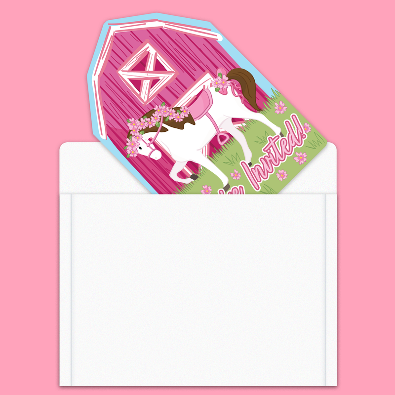 Pink Horse Birthday Party Invitations (20)