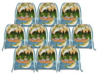 Gone Fishing Drawstring Tote Bag (10 Pack) - BirthdayGalore.com