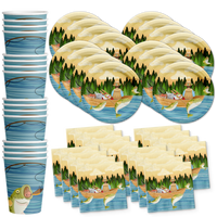 Gone Fishing Party Birthday Party Tableware Kit For 16 Guests - BirthdayGalore.com