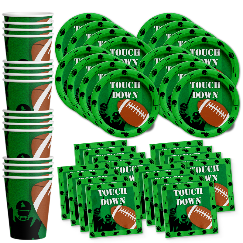 Football Birthday Party Tableware Kit For 16 Guests - BirthdayGalore.com