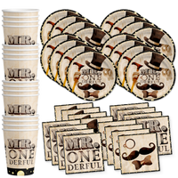 Mr. Onederful 1st Birthday Party Tableware Kit For 16 Guests