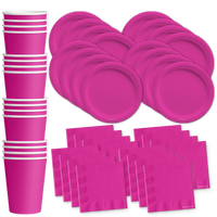 Solid Pink Birthday Party Tableware Kit