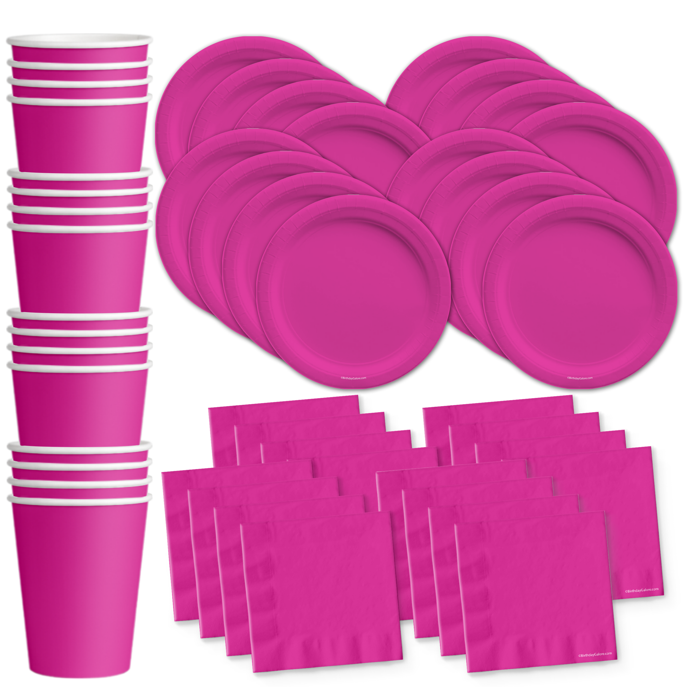 Solid Pink Birthday Party Tableware Kit