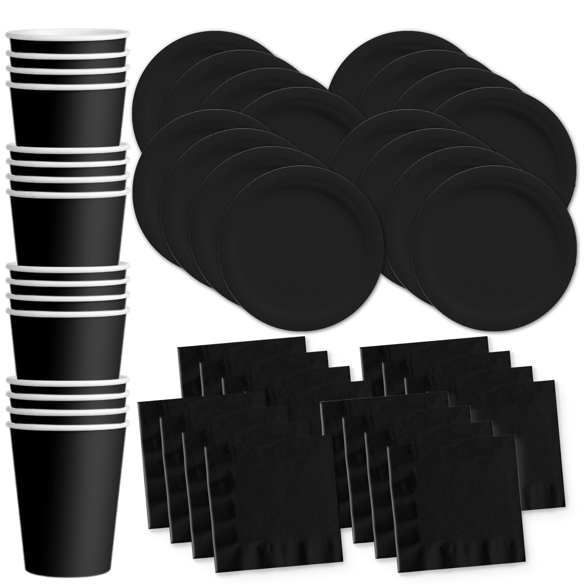 Solid Black Birthday Party Tableware Kit