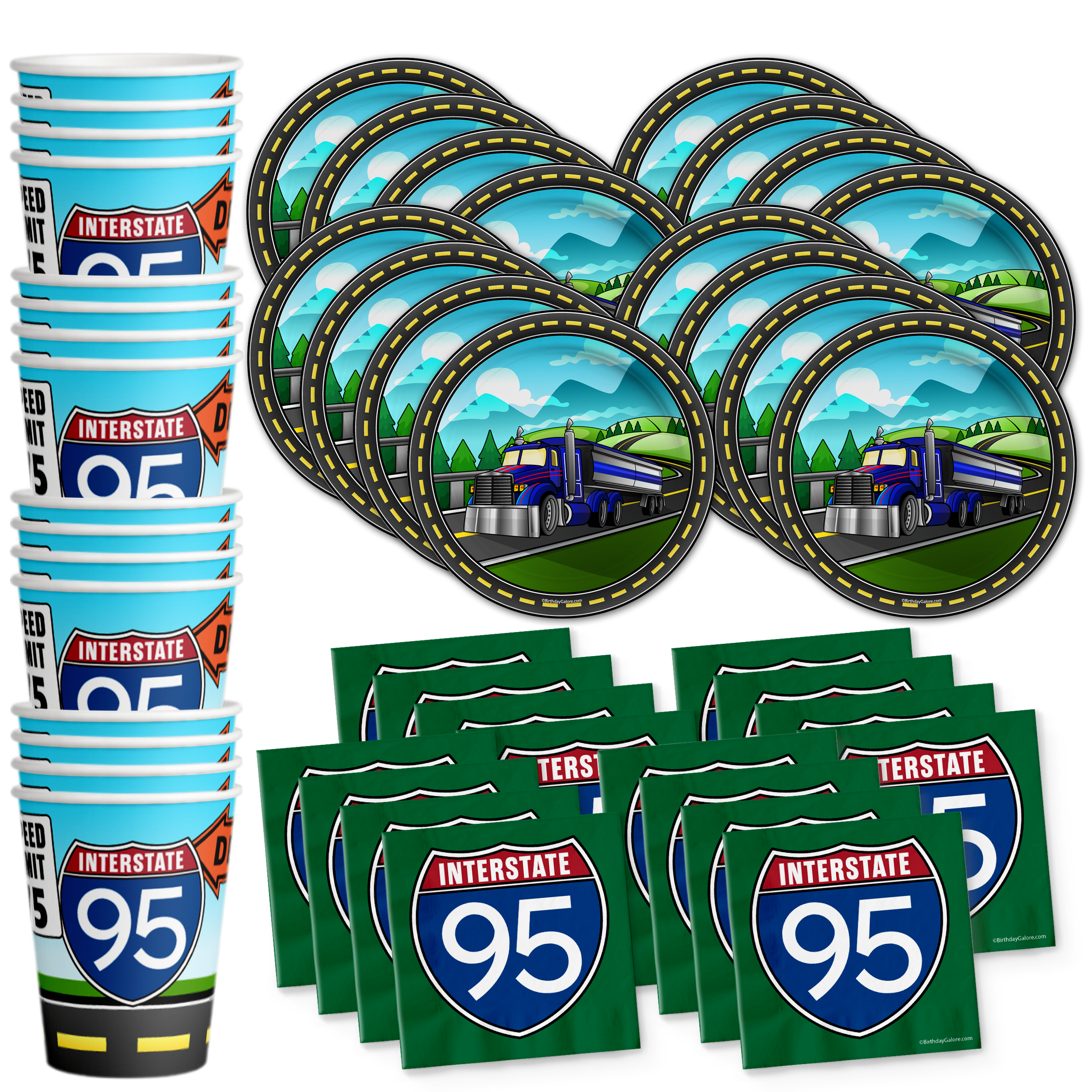 Tractor Trailer Birthday Party Tableware Kit