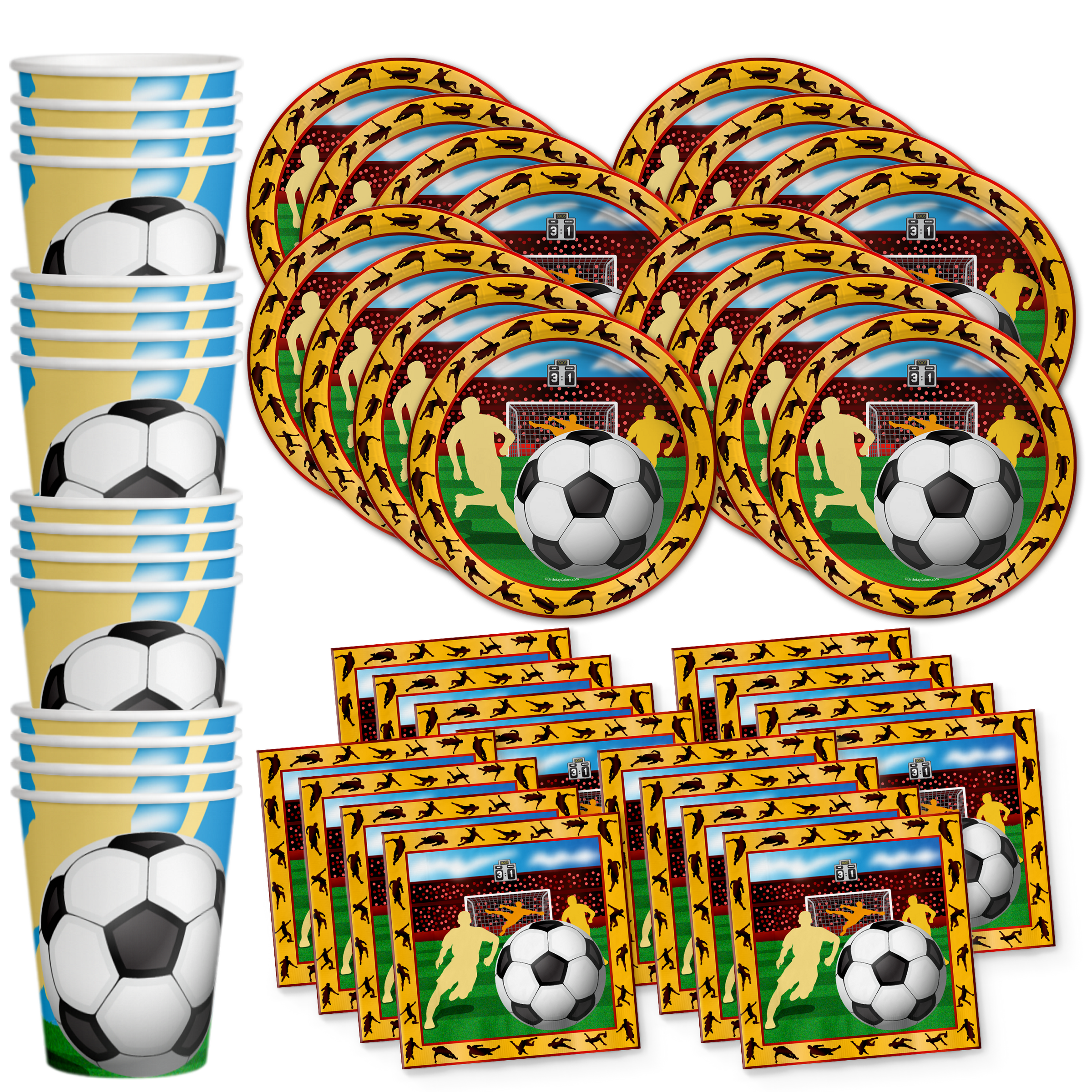 Soccer Birthday Party Tableware Kit For 16 Guests