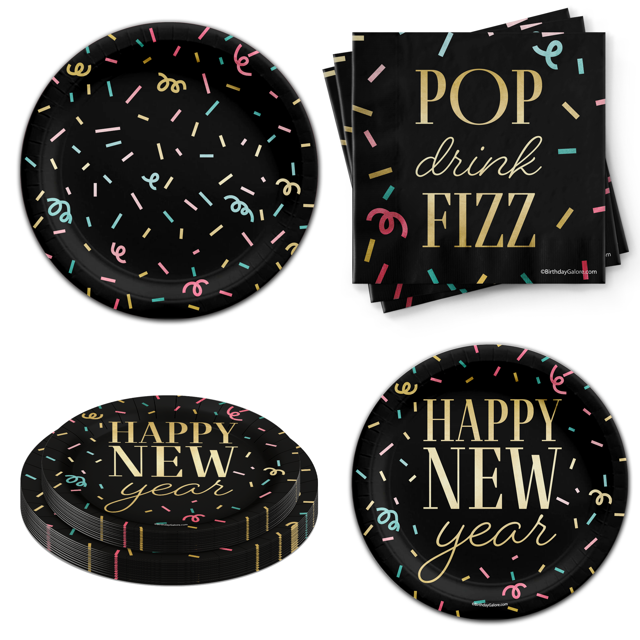 New Years Eve Holiday Party Tableware Kit For 24 Guests