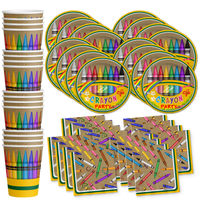 Crayon Birthday Party Tableware Kit For 16 Guests