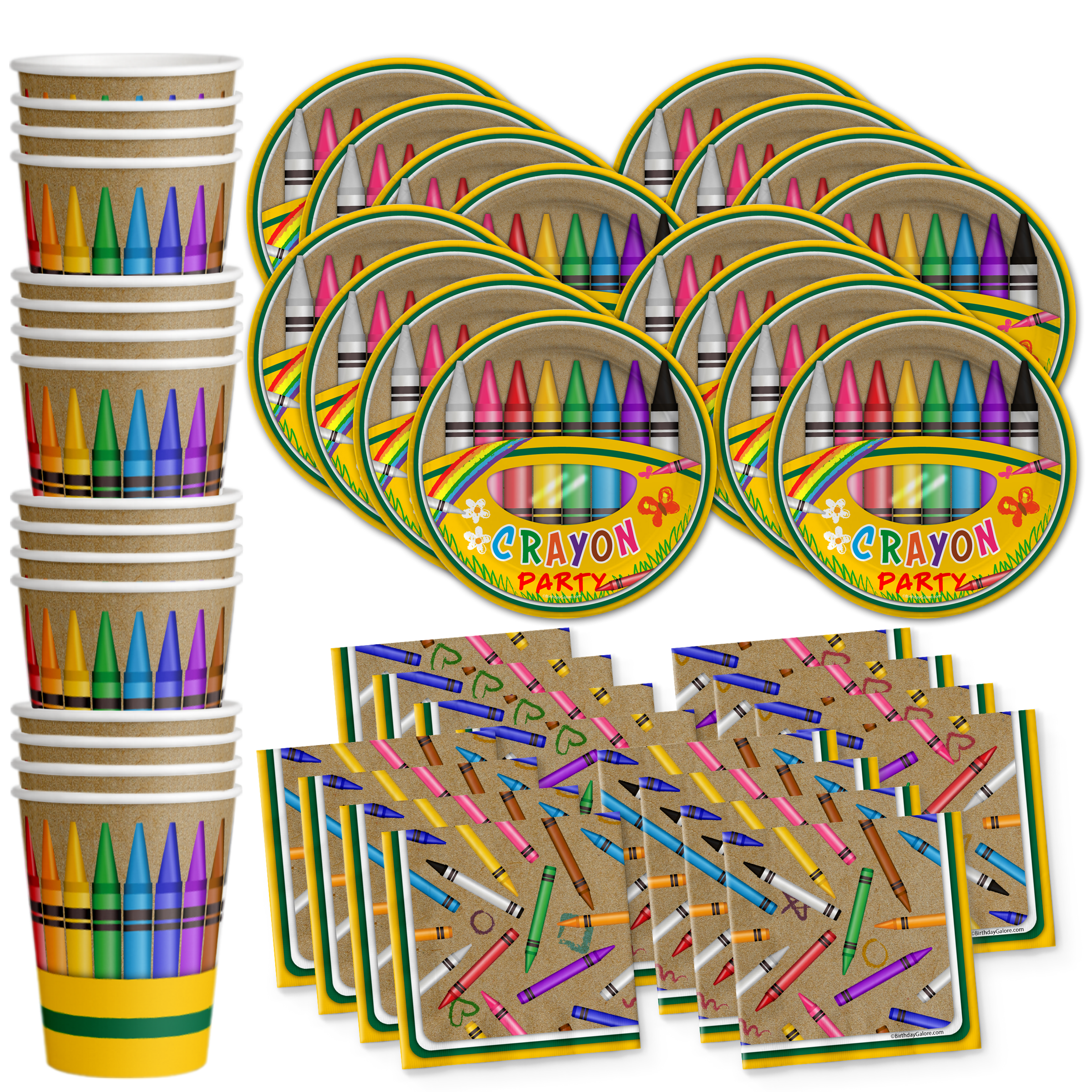 Crayon Birthday Party Tableware Kit For 16 Guests