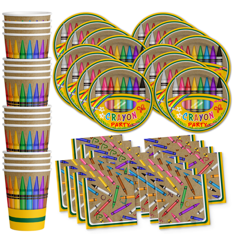 Crayon Birthday Party Tableware Kit For 16 Guests