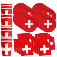Switzerland Flag Birthday Party Tableware Kit For 16 Guests