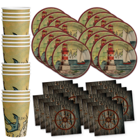 Lighthouse Nautical Birthday Party Tableware Kit For 16 Guests