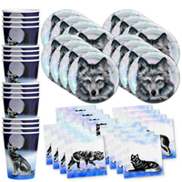 Wolf Birthday Party Tableware Kit For 16 Guests