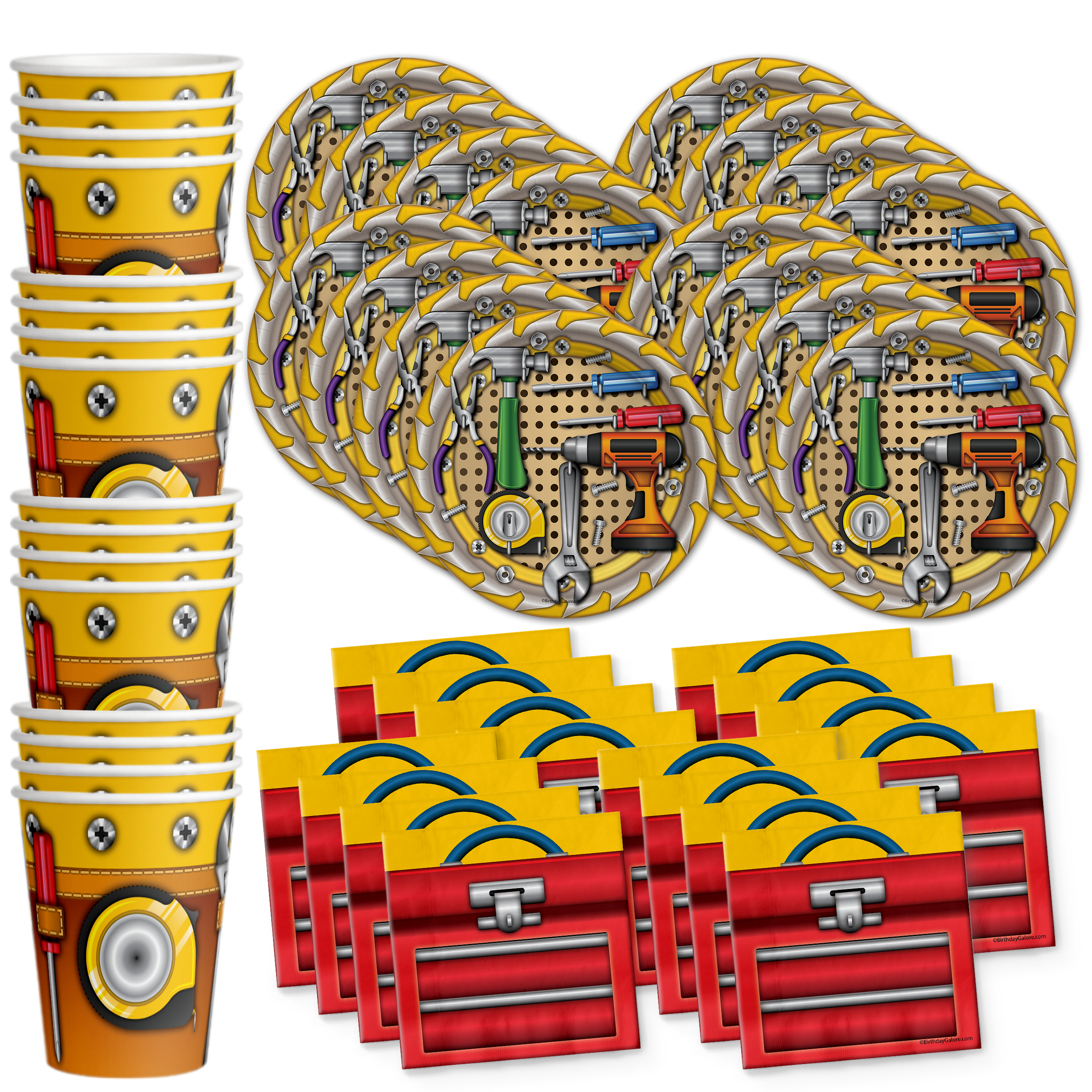 Tool Time Birthday Party Tableware Kit For 16 Guests