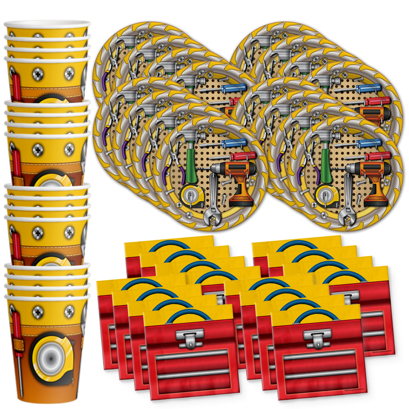 Tool Time Birthday Party Tableware Kit For 16 Guests