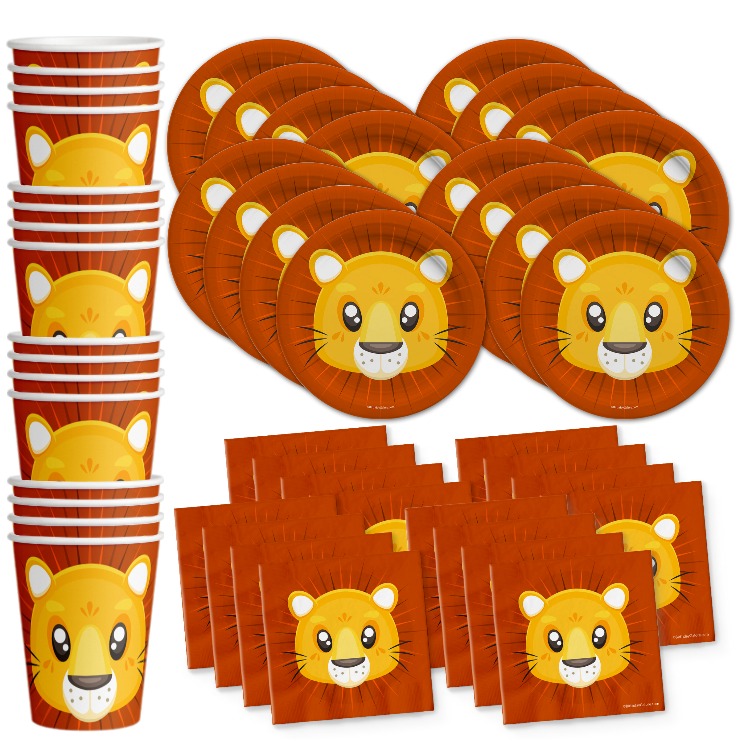 Lion Birthday Party Tableware Kit For 16 Guests