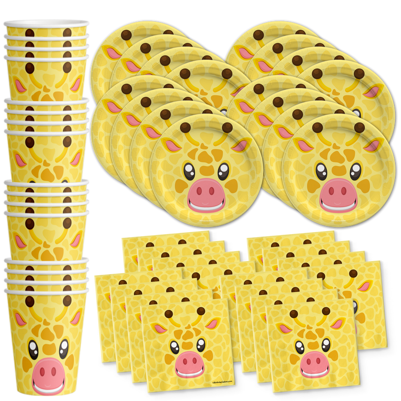 Giraffe Birthday Party Tableware Kit For 16 Guests