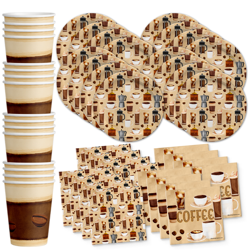 Coffee Birthday Party Tableware Kit For 16 Guests