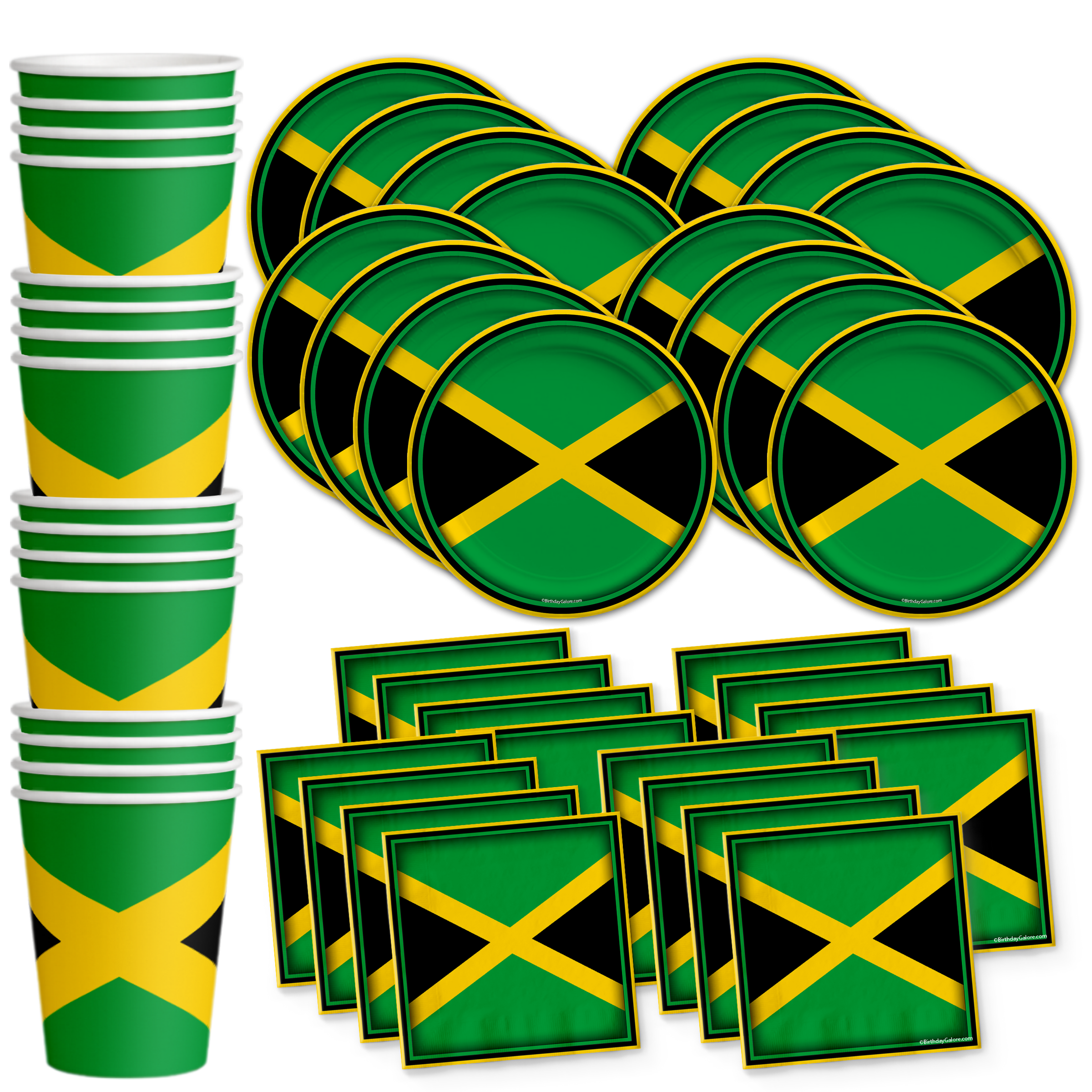 Jamaican Flag Birthday Party Tableware Kit For 16 Guests