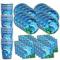 Dolphin Birthday Party Tableware Kit For 16 Guests - BirthdayGalore.com