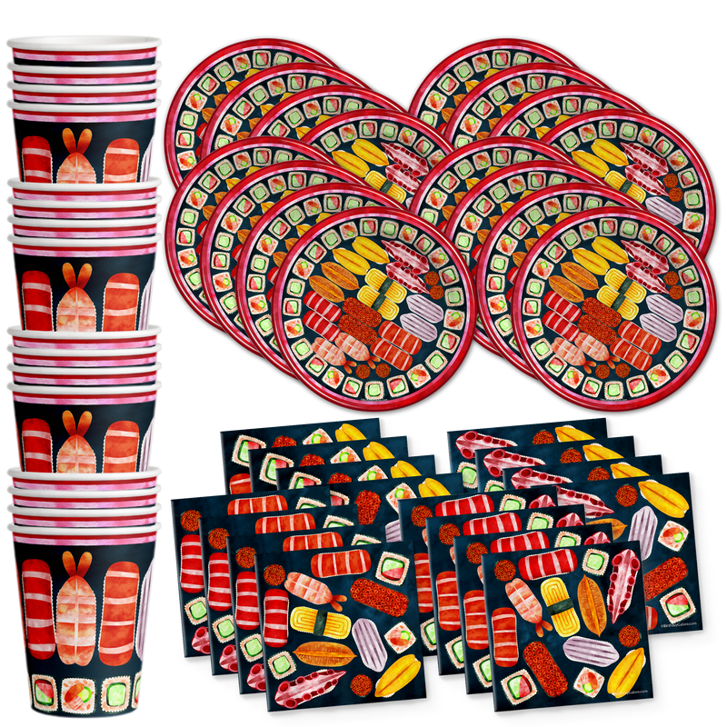 Sushi Birthday Party Tableware Kit For 16 Guests
