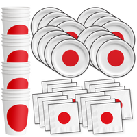 Japan Flag Birthday Party Tableware Kit For 16 Guests