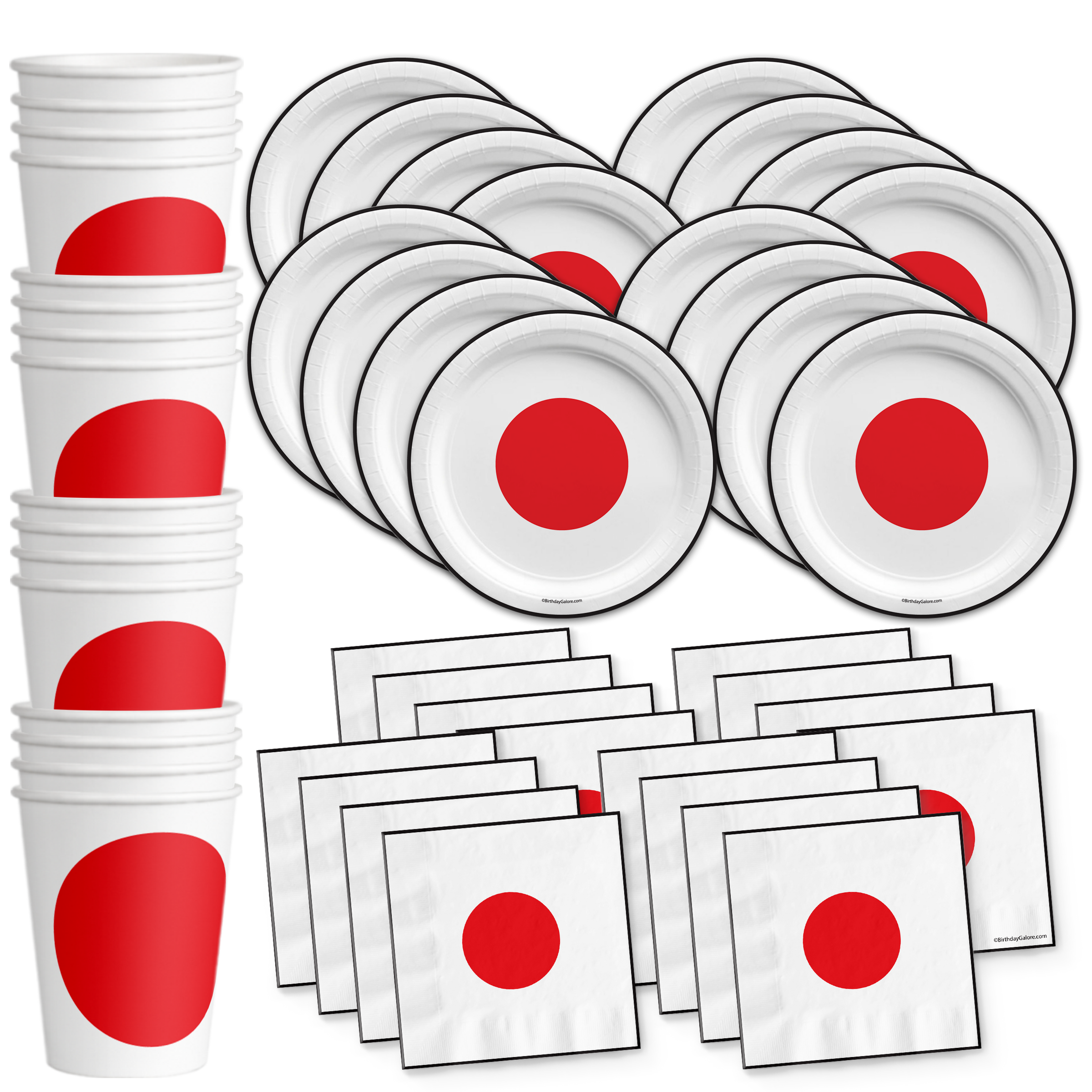 Japan Flag Birthday Party Tableware Kit For 16 Guests