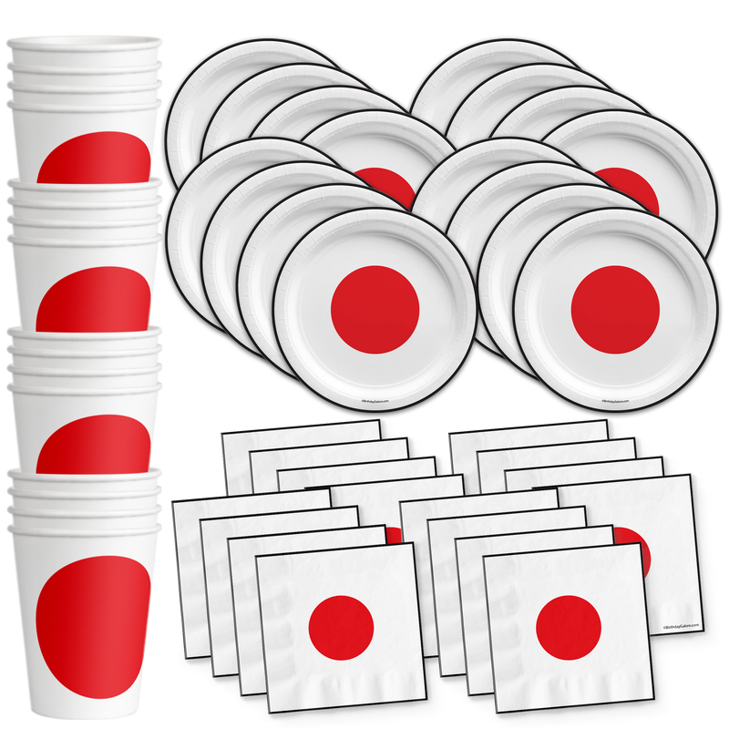 Japan Flag Birthday Party Tableware Kit For 16 Guests