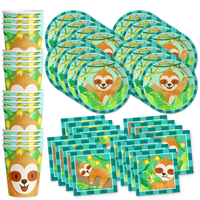 Sloth Boy Birthday Party Tableware Kit For 16 Guests